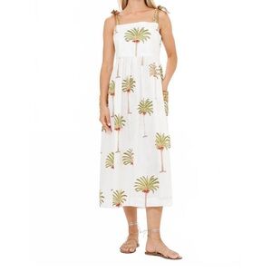 Oliphant TIE STRAP POCKET MIDI CANARY GREEN Dress